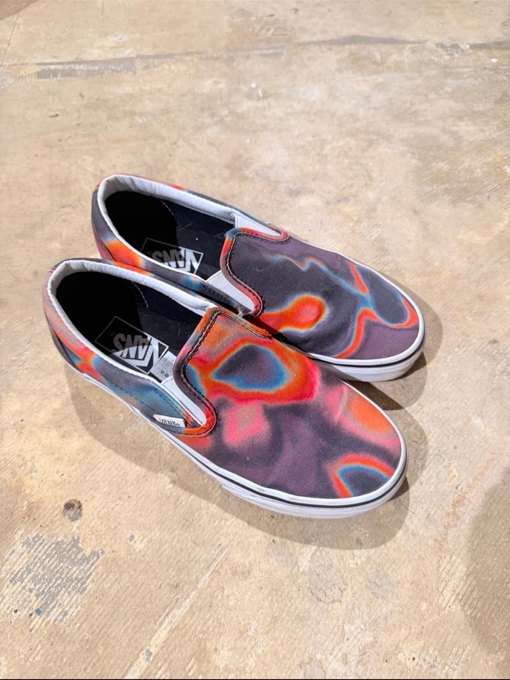 Vans Slip-On Canvas Sneakers in Black, Red, Orange, Blue